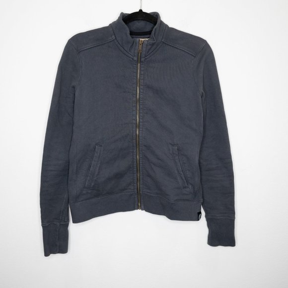 American Giant Moto Full Zip Jacket Sweatshirt Steel Blue F7 - Picture 3 of 6